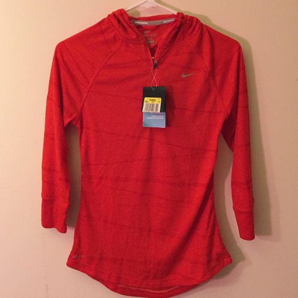 Red Nike running jacket with hood