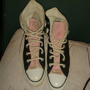 Women's size 8 pink abs black high top Converse