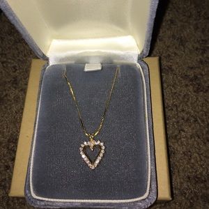 14k gold heart necklace with diamonds