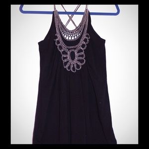 Black top with gold embroidery