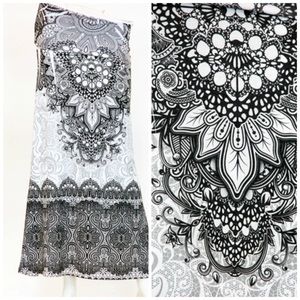 New Black/White Floral Maxi Skirt - XL