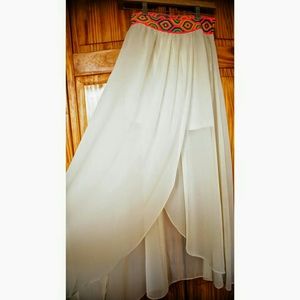 White sheer maxi skirt