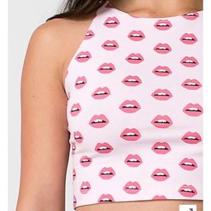 Jersey sleeveless crop top (pink lips on pink)💋