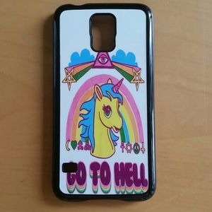 Galaxy s5 cell phone case go to hell unicorn