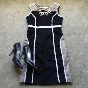 Great black/tan/white career dress!