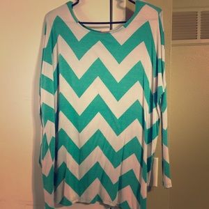 Teal and white chevron tunic