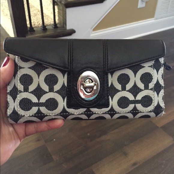 Black and white coach wallet