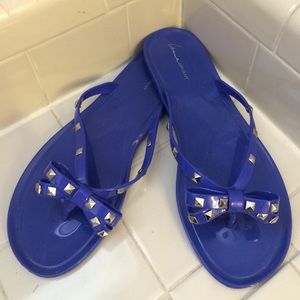 Silver Studded bluish purple flip flops