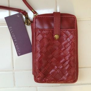 Scarlet Leather Wallet with Cell Phone Pocket