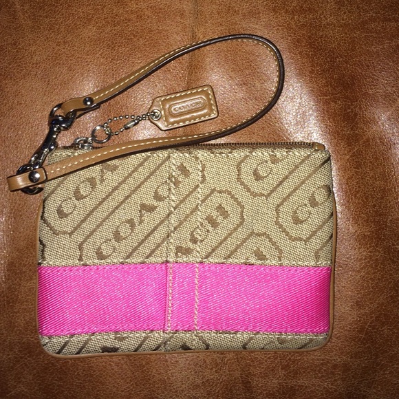 Authentic Coach Wristlet Brown, Tan, & Pink