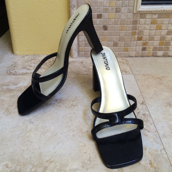 Black patent sandals