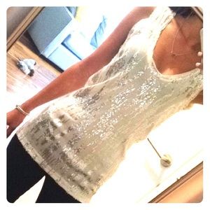 Diane Von Furstenberg Cotton and Sequin Top