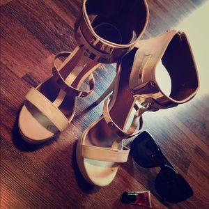 White Charlotte Russe Ankle Stiletto Pump Heels