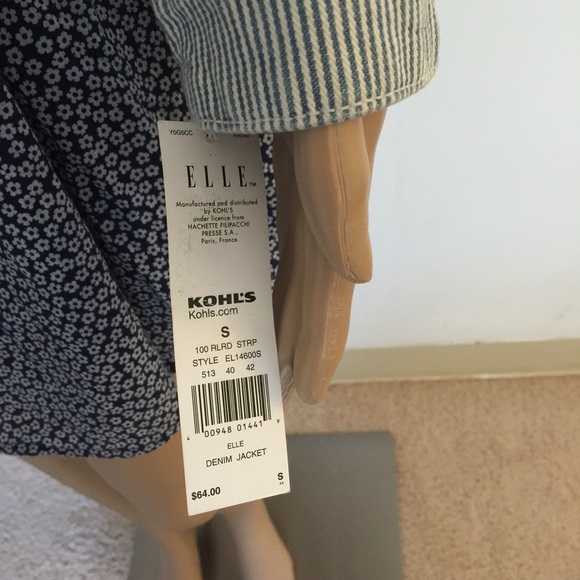 NWT ELLE Blue and White Thin Striped Denim Jacket - Picture 4 of 4