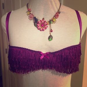 Festival Bra Purple Fringe Frederick's xs 32