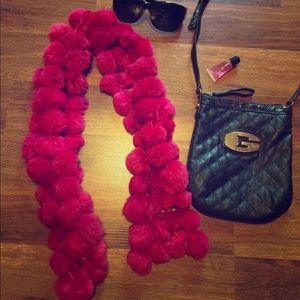 Wet Seal Pink Rabbit Fur Scarf