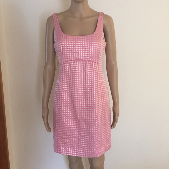 J Crew Pink Dress with Embroidered Polka Dots