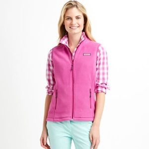 Hot pink vineyard vines fleece vest for women.