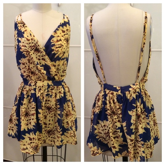 Dresses & Skirts - Yellow and Blue Floral Romper