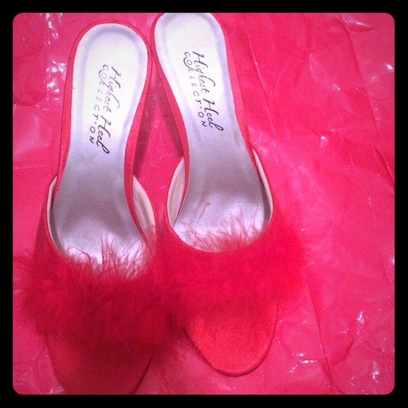 Sexy Red Devlish flirty fluffy heels :)