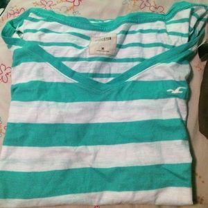 Aqua and white tshirt