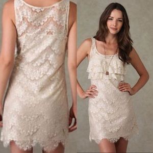 Free People Anthropologie Ivory Lace Shift Dress