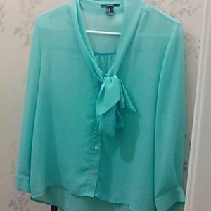 Long sleeve teal see through shirt