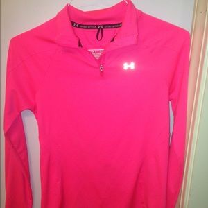 neon pink semi-fitted underarmor pullover