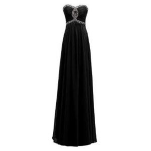 Black/sequince trimming prom dress
