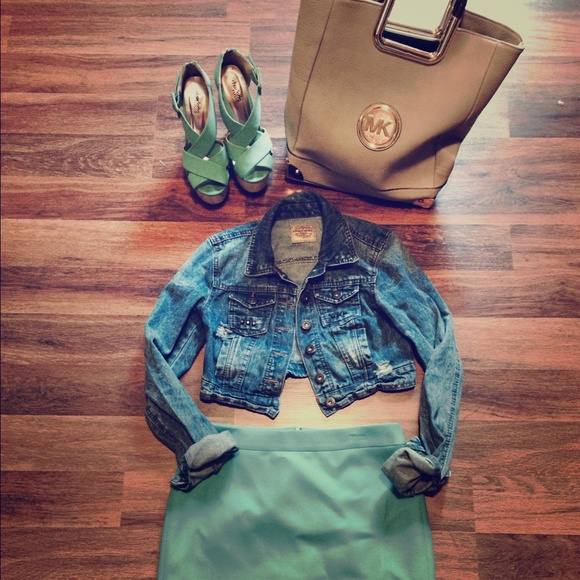 Studded Denim Jean Crop Top Jacket