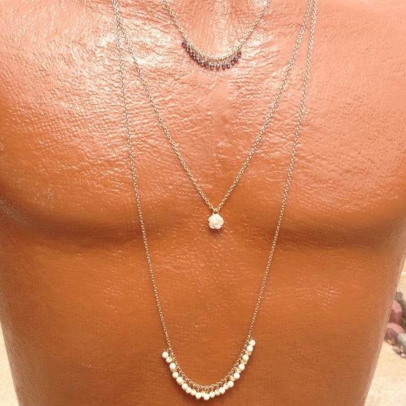 Triple layer long necklace