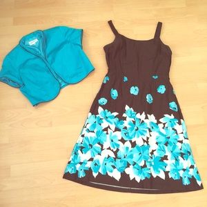 Studio I Brown Floral Dress/ Size 12