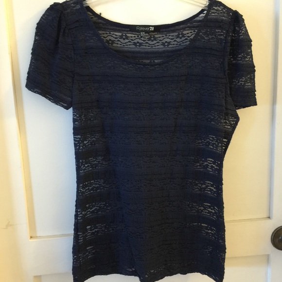 FOREVER 21 Navy Lace Top