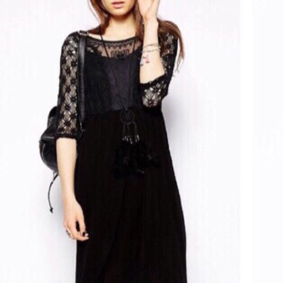 FREE PEOPLE Hi Low Pieced Crochet Embroidered