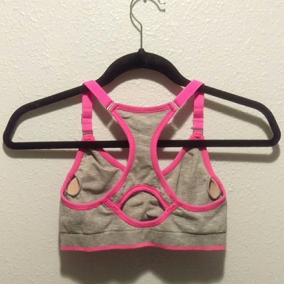VSX Pink and B&W Striped Sports Bra !New! - Picture 2 of 3
