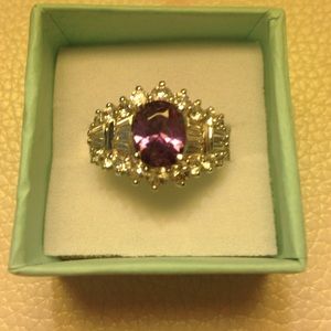 925 sterling ring stamped, amethyst, CZ