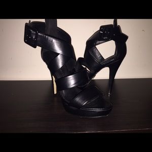 Strappy black heels