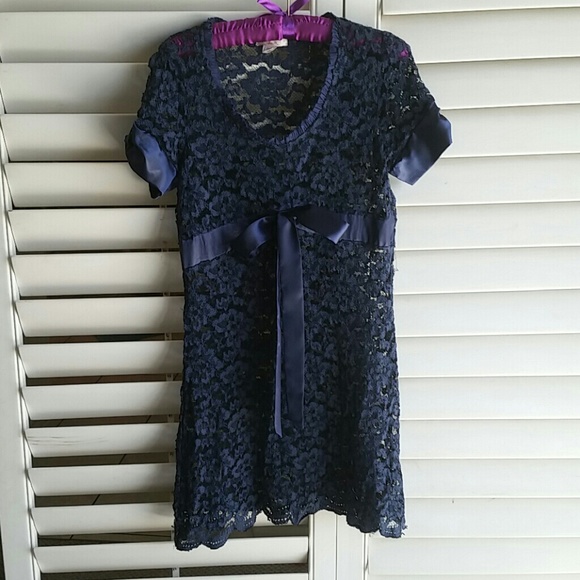 UO Navy blue lace and satin dress