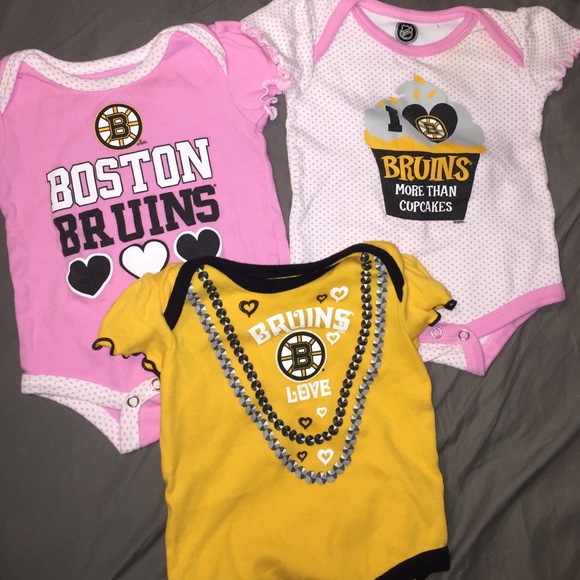 Bundle of 3 NHL baby girl Bruins onesies