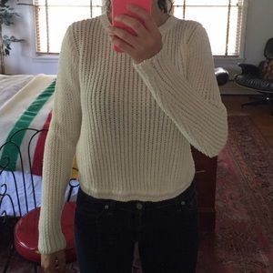 White cut out sweater