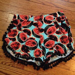 ASOS watermelon shorts with Pom poms