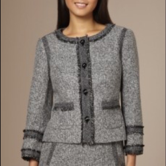 Grey tweed skirt suit