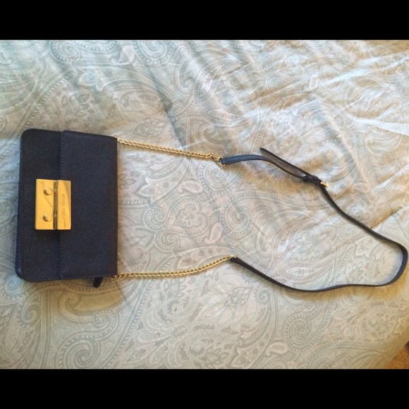 Michael Kors Saffiano navy/gold cross body bag