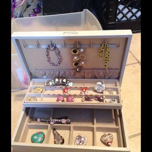 Vintage jewelry box with  lot of costume jewelry!