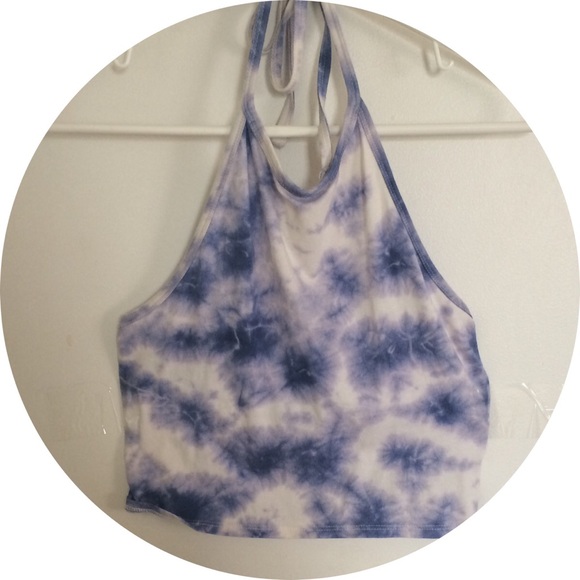 Blue and White tye dye halter!