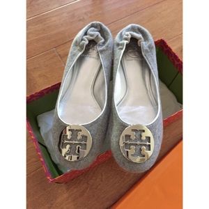 Tory Burch Reva flannel grey flats