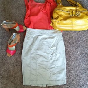 Beige khaki colored pencil skirt