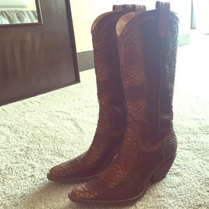 Real snakeskin BCBG cowboy boots.