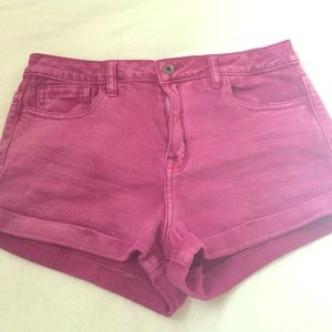 Magenta High-Waisted Forever 21 Denim Shorts