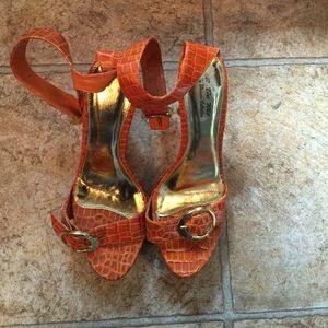 Orange sandal heels